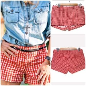 J Crew Factory City Fit‎ red white shorts size 6